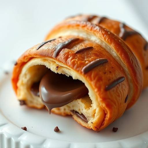 A chocolate croissant with a visible chocolate filling.