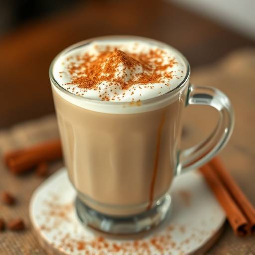A creamy chai latte with a sprinkle of cinnamon.