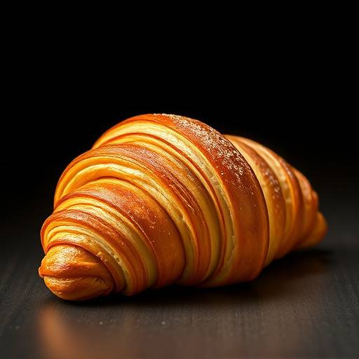 A golden brown, flaky croissant
