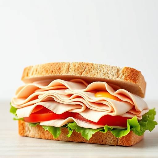 A turkey and swiss sandwich on sourdough bread with lettuce and tomato.