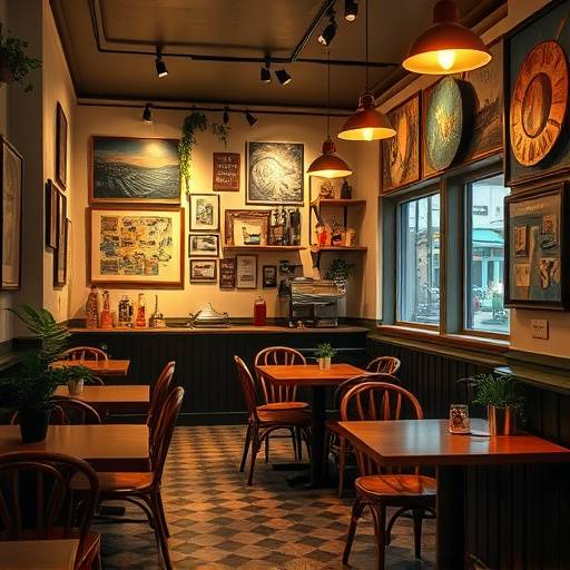 Local art displayed on the walls of The Daily Grind, showcasing the cafe's support for local artists.